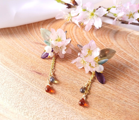 14kgf  cherry blossomsピアス/イヤリング 14kgf cherry blossomsピアス/イヤリング ワイヤーレジン 桜
