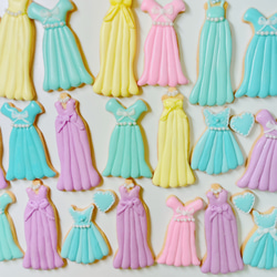 【10袋】ドレスのアイシングクッキー(カラーバリエーション可能) 3枚目の画像
