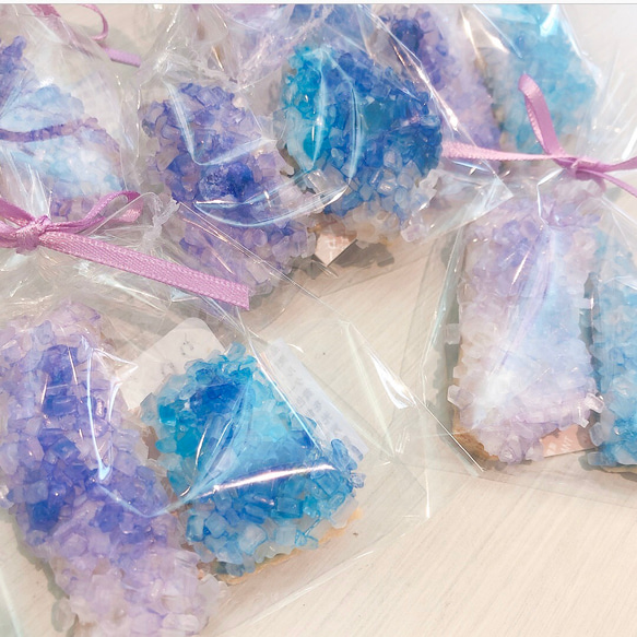 10袋プチギフト＊crystal  cookies 2つ入り(druzy・クリスタルのアイシングクッキー) 3枚目の画像