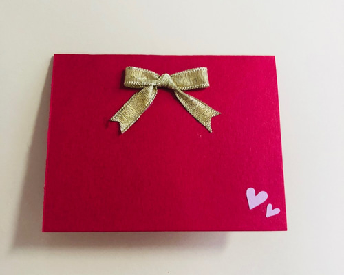 ハートの切り抜き＆金のリボン付き メッセージカード 10枚セット