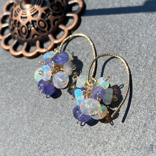 ラベンダーカラーエチオピアオパールの二重ブレスレット☆14kgf