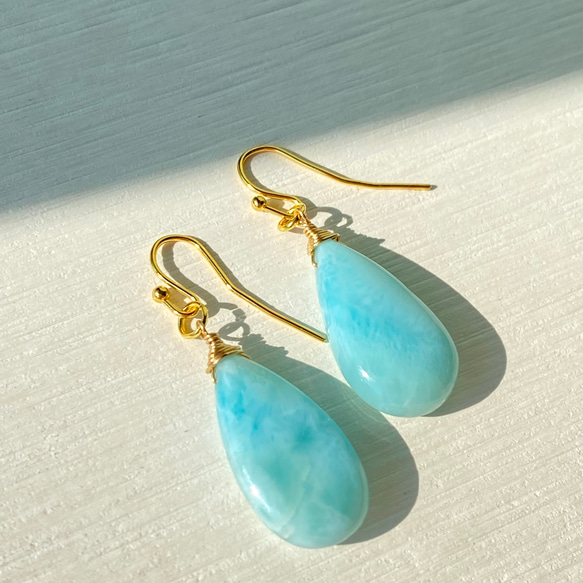 らっちゃんまま 様♡高品質 ラリマー ピアス 天然石 サージカルステンレス ラリマー ピアス（スタッド・一粒） の人気通販｜Creema