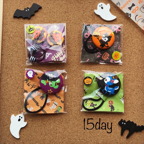 ハロウィンレトロくるみボタンヘアゴム2個セット ヘアゴム 15day 通販