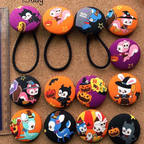 選べる2個ハロウィンくるみボタンヘアゴム ヘアゴム 15day 通販