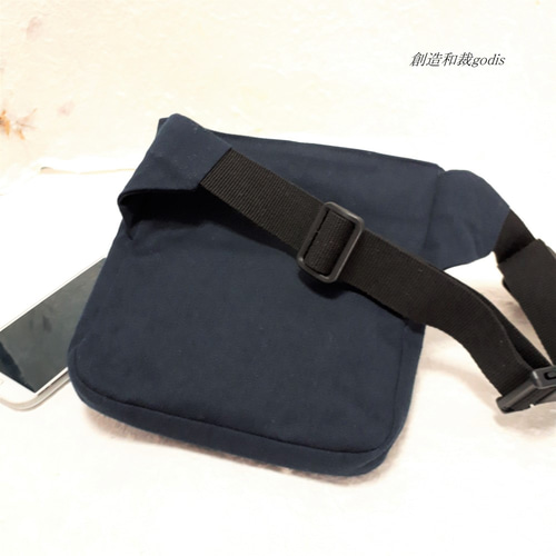 専用　大島紬龍郷リメイク　ハンドメイド　ボディバック　ウエストポーチ 着物リメイク】ウエストポーチ/大島紬×博多織帯：たて長〈和風