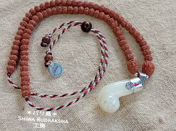 第三の目モチーフ】ケオンペンダントトップ☆ルドラクシャ紐ネックレス 