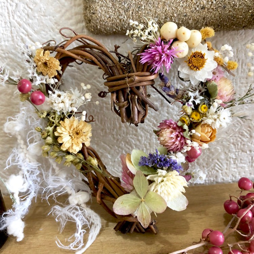 送料無料 恋するハートリース バラ売り2 ドライフラワー Hana 通販  