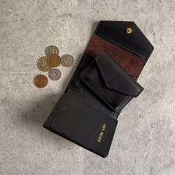 コインケース取り外し式 お札が折れないコンパクト財布 ブラック 1枚目の画像