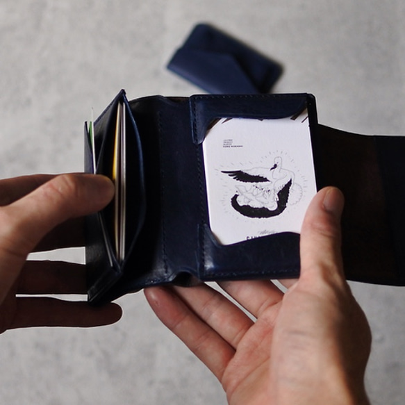 コインケース取り外し式 お札が折れないコンパクト財布 ネイビー 3枚目の画像