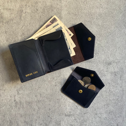 コインケース取り外し式 お札が折れないコンパクト財布 ネイビー 5枚目の画像
