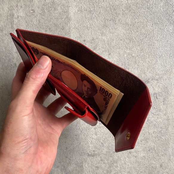 コインケース取り外し式 お札が折れないコンパクト財布 レッド 7枚目の画像
