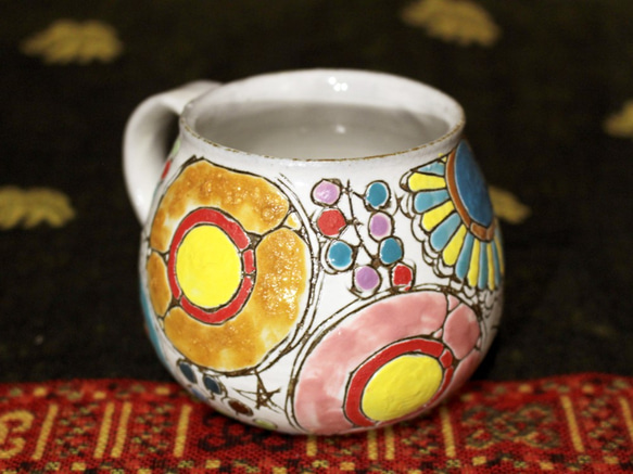 カラフル　楽園　陶器カップ　作品番号046 2枚目の画像