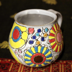 カラフル　楽園　陶器カップ　作品番号048 2枚目の画像