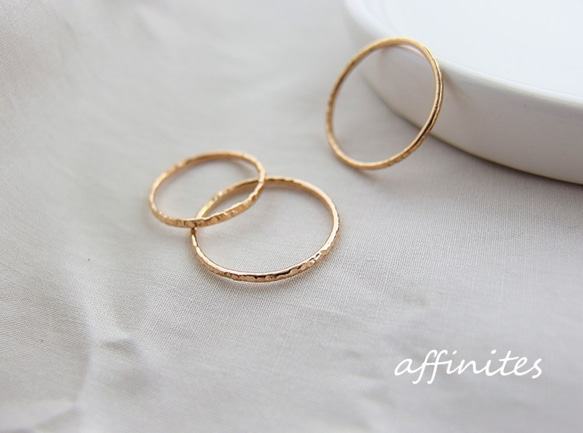 14kgfリング【bedash ring】ゴールド　シンプル　つけっぱなし　ピンキーリング　サムリング 1枚目の画像