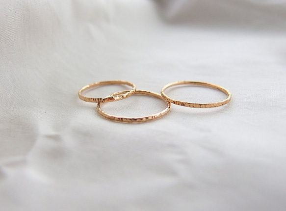 14kgfリング【bedash ring】ゴールド　シンプル　つけっぱなし　ピンキーリング　サムリング 4枚目の画像