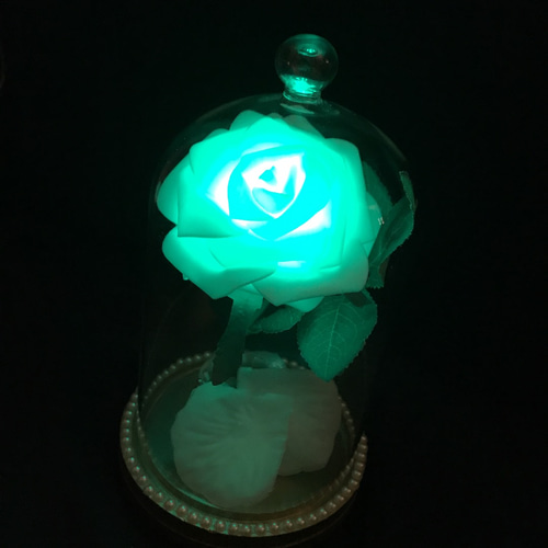 ガラスドーム 薔薇 バラ レインボー リモコン式 ライト 間接照明
