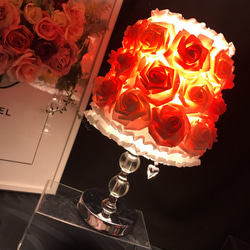 姫系 ローズ 薔薇 クリスタルスタンド スワロフスキー 間接照明 テーブルランプ ランプ 2枚目の画像