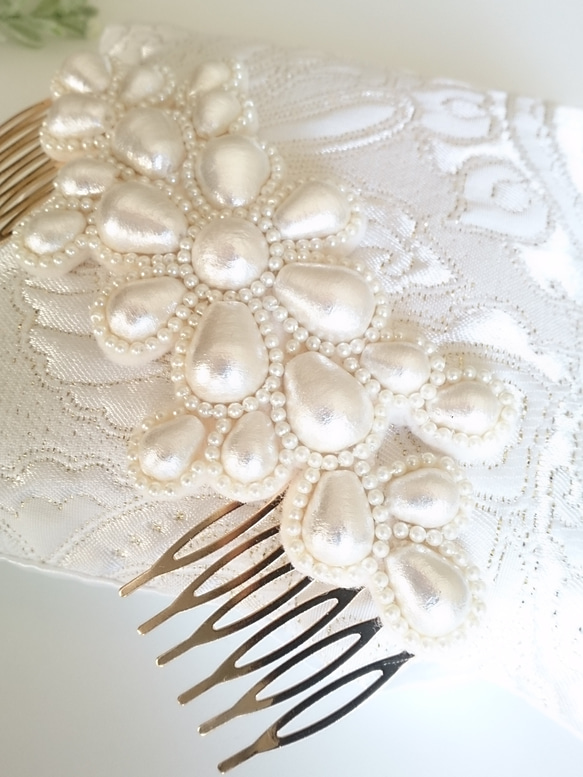 コットンパールのアンティークヘッドドレス～ホワイト～ 3枚目の画像