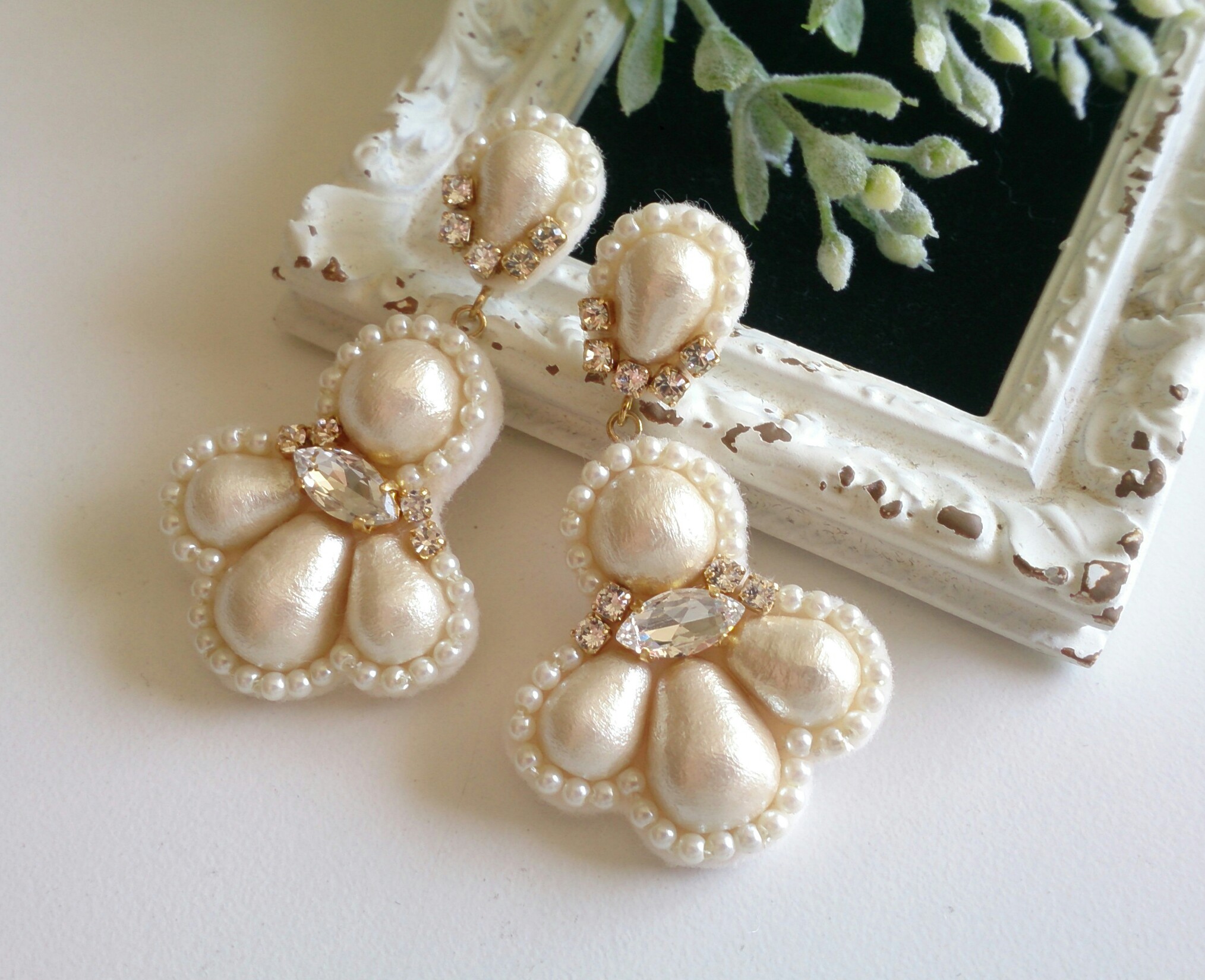 コットンパールのアンティークイヤリング大～キスカ～