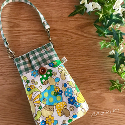 モカ様専用♡パクパクスマホポーチ＊きのこ柄✖︎ギンガムチェック/口金12cm 1枚目の画像