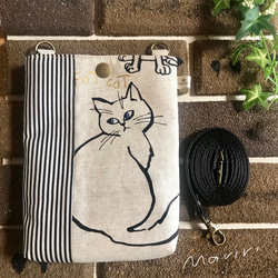 スマホサコッシュ★筆描き猫 1枚目の画像