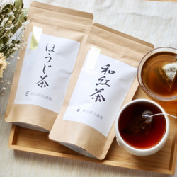 母の日に！煎茶「和」＆ほうじ茶＆和紅茶ティーバッグのギフトボックス！ドライフラワーセット 6枚目の画像