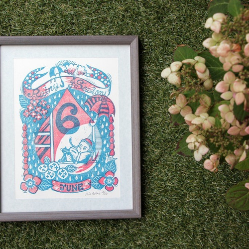 June 2色刷り版画 エディションNo.6とNo.7 版画 LadyBirdPrinter 通販