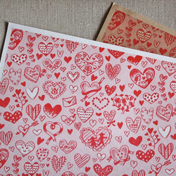 ＊複数ご注文で1枚サービス！＊ハート柄包装紙　バレンタイン　A3サイズ4枚 1枚目の画像