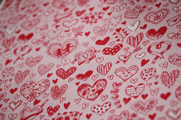＊複数ご注文で1枚サービス！＊ハート柄包装紙　バレンタイン　A3サイズ4枚 2枚目の画像