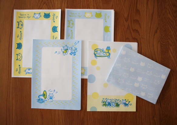 猫ちゃんのレターセット　ねこだより　孔版印刷 1枚目の画像