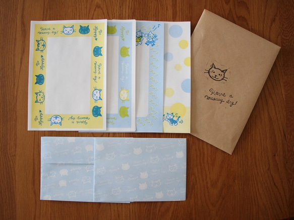 猫ちゃんのレターセット　ねこだより　孔版印刷 2枚目の画像