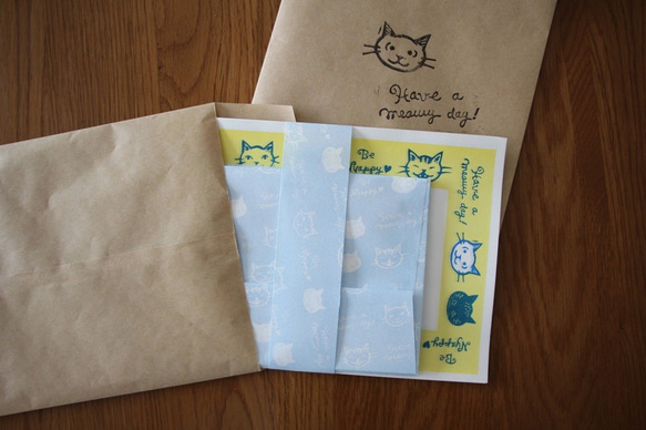 猫ちゃんのレターセット　ねこだより　孔版印刷 6枚目の画像