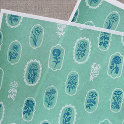 ＊複数ご注文で1枚サービス！＊A3ラッピングペーパー４枚　翠の花畑　版画 1枚目の画像