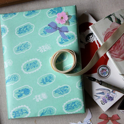 ＊複数ご注文で1枚サービス！＊A3ラッピングペーパー４枚　翠の花畑　版画 4枚目の画像