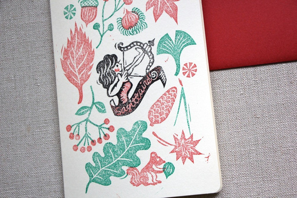 クリスマスデザイン＊星座バースデーカード　射手座　11月23日〜12月21日 2枚目の画像