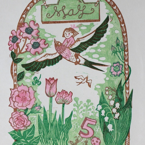 4色刷り版画作品 May 版画 LadyBirdPrinter 通販 9014594｜Creema