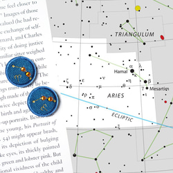 宇宙#40 星座圖 牡羊座 刺繡貼耳耳環 耳夾/耳針 第1張的照片