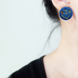 宇宙#41 星座圖 摩羯座 刺繡貼耳耳環 耳夾/耳針 第2張的照片