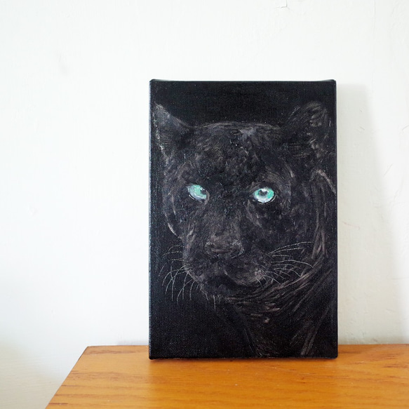 動物#18 黑豹 油畫 F 1號 含框尺寸約26*19cm 第2張的照片
