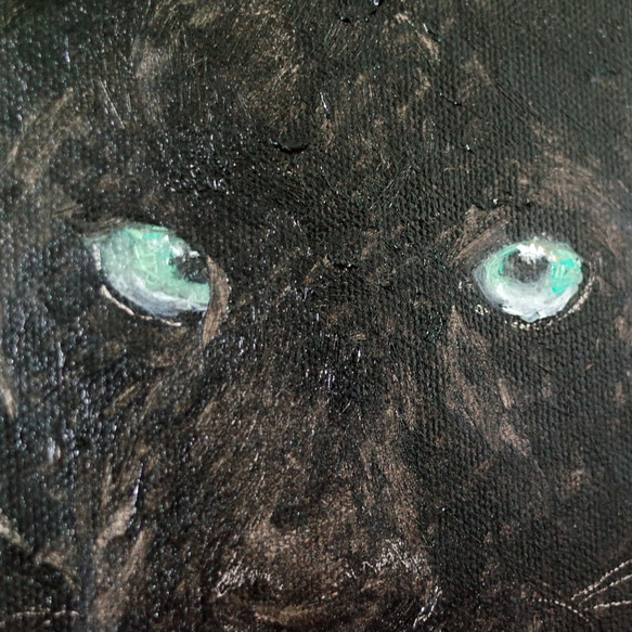動物#18 黒豹 クロヒョウ 油絵 Fサイズ SM 額縁付き サイズ約26*19cm 3枚目の画像