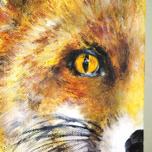 動物#7 狐 油絵 Fサイズ SM 額縁付き サイズ約26*19cm 絵画 forest33