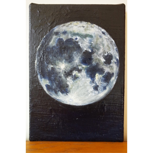 【お1人様1点限り】 月 つき 油画 油彩 Fサイズ SM 額縁付き サイズ約26*19cm 絵画 工芸品