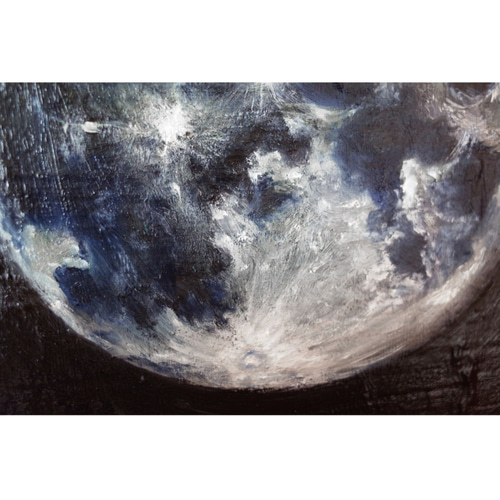 月 つき 油画 油彩 Fサイズ SM 額縁付き サイズ約26*19cm 絵画