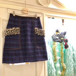 purple check mini skirt 3枚目の画像