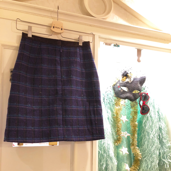 purple check mini skirt 4枚目の画像