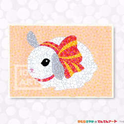手作り額付き作品　title「永遠の虹うさぎ」 B6＿額なし原画＊しらたまちゃん＿Orange 〜うさぎ〜 イラスト きむら