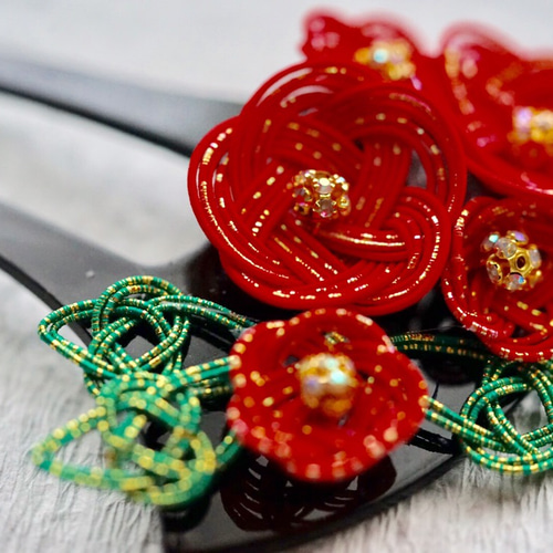 水引＊梅の花 髪飾り／かんざし ******お正月・七五三・成人式・発表会