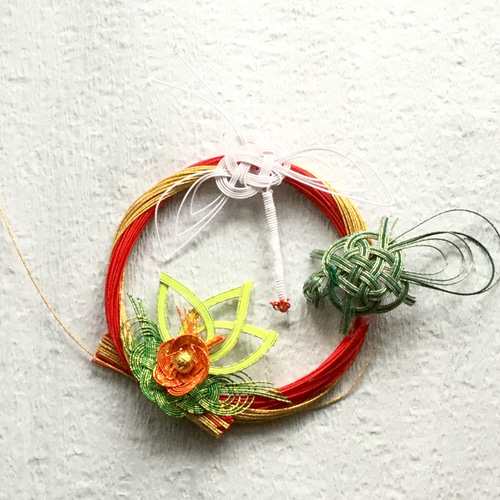 水引＊ お正月飾り 縁起の良い鶴亀モチーフ❁ 赤 その他インテリア雑貨