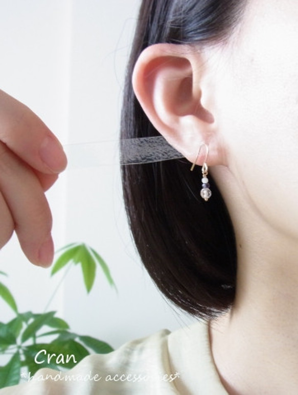 【Sold out】14kgf:*mini*ピアス クォーツ＆アイオライト　（№5031） 3枚目の画像