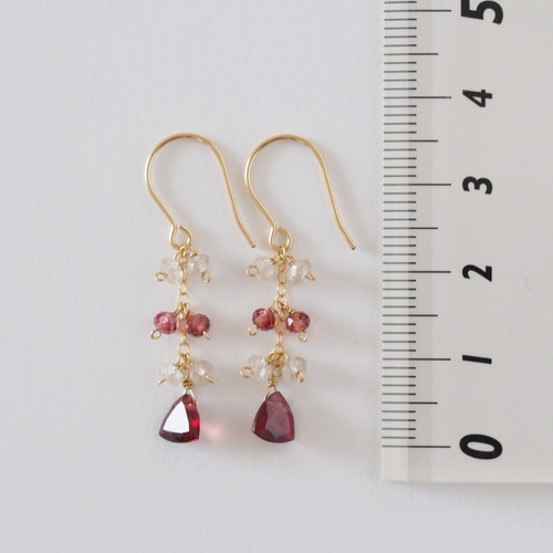 14kgf：ガーネットとジルコンのピアス（イヤリング） №9117 天然石